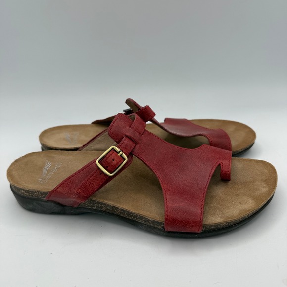 Dansko Women's Remi Cork Sandals red Leather Size 37 - Picture 4 of 8